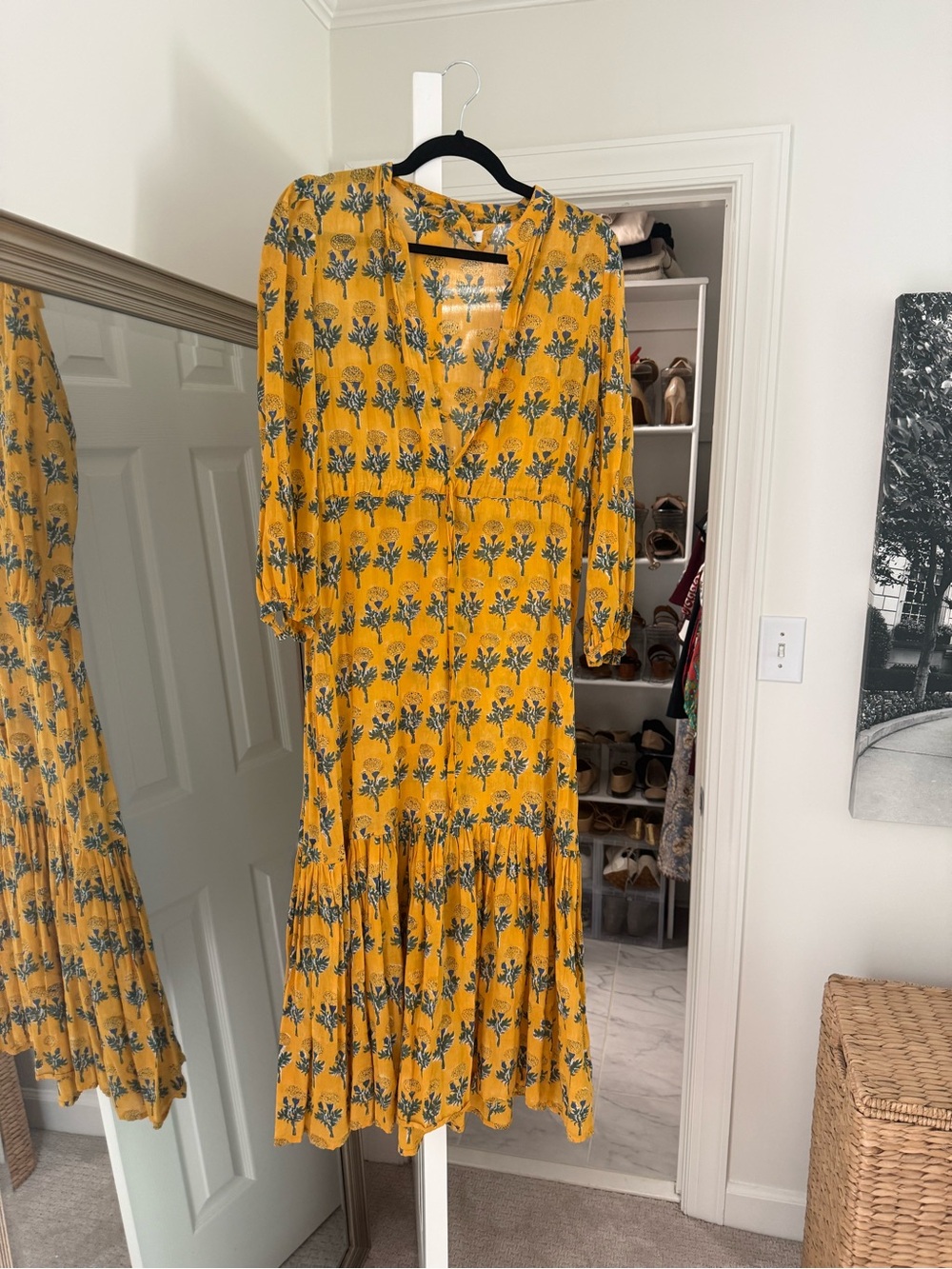 Emerson Fry Mustard Yellow Floral Maxi Dress